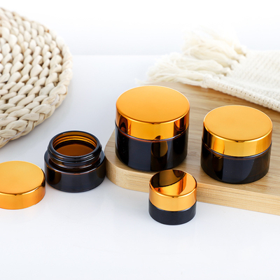 30g Amber Cream Transparent Glass Jars 5.2cm Dia