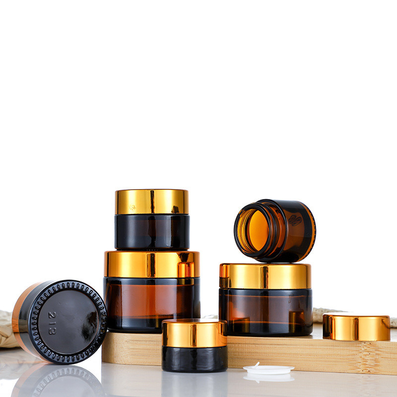 30g Amber Cream Transparent Glass Jars 5.2cm Dia